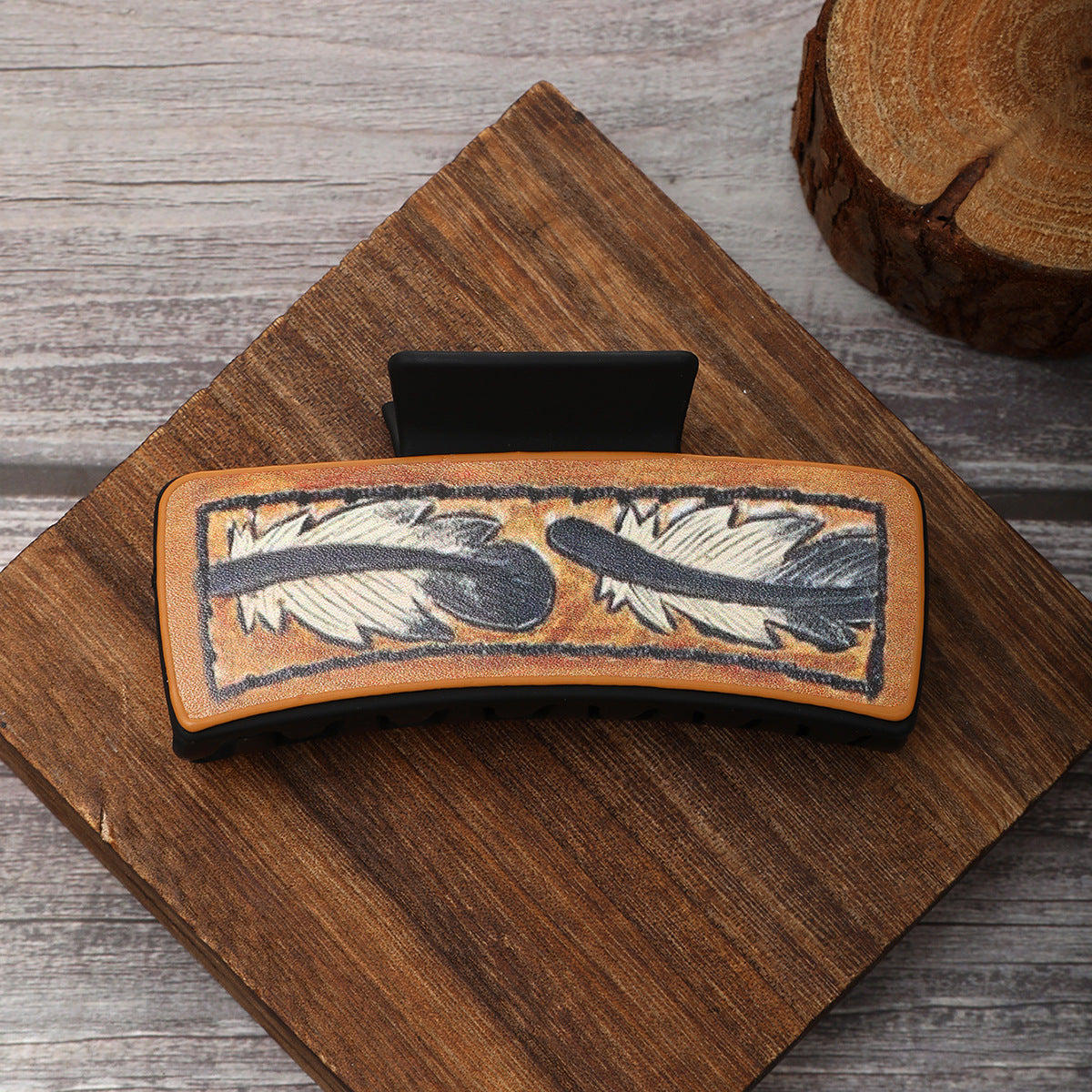 Wholesale Western Style Feather Leather Hairpin Shark Clip